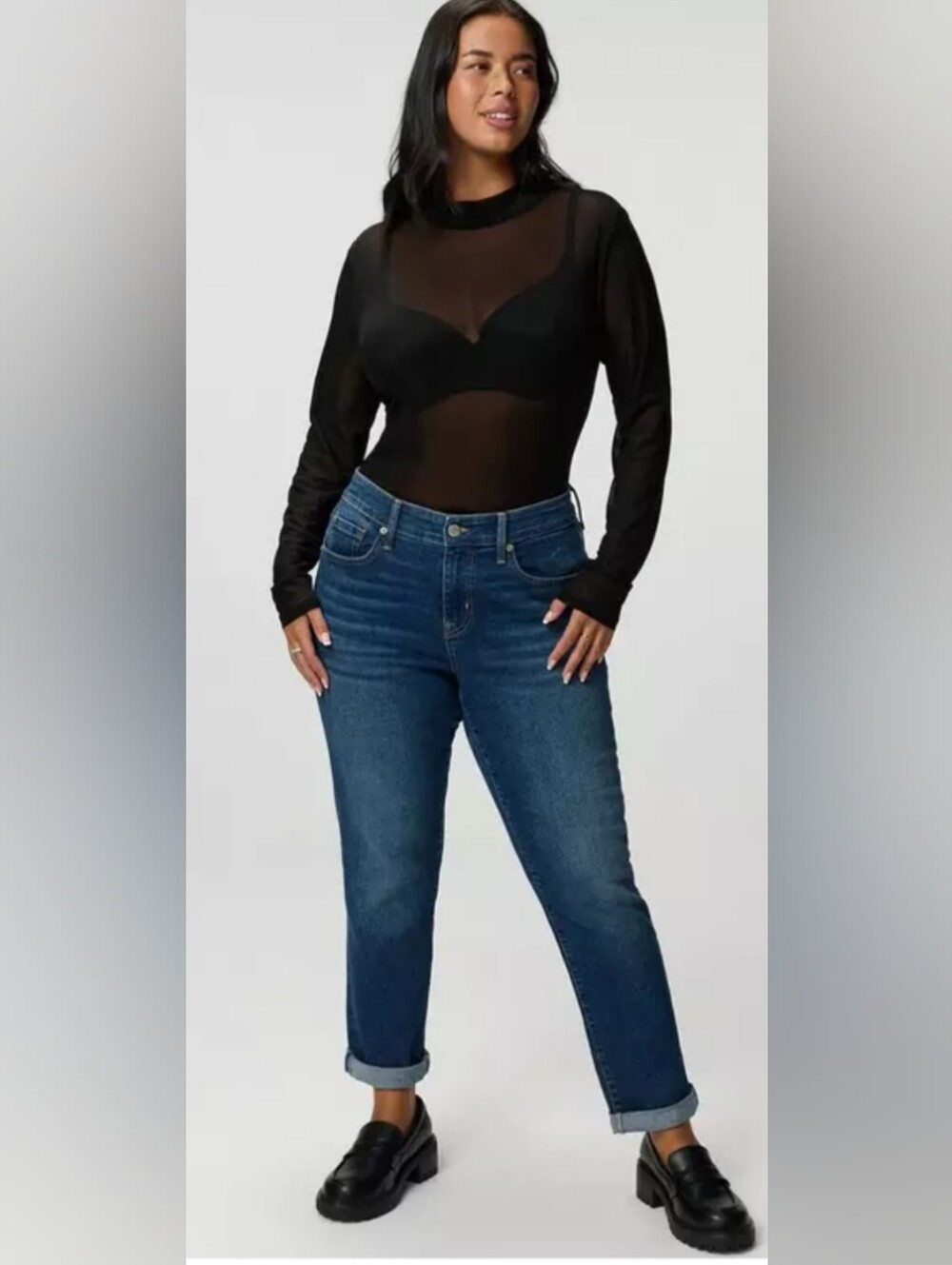 Torrid Sheer Mesh Mock Neck Long Sleeve Top Black Size 1 14-16